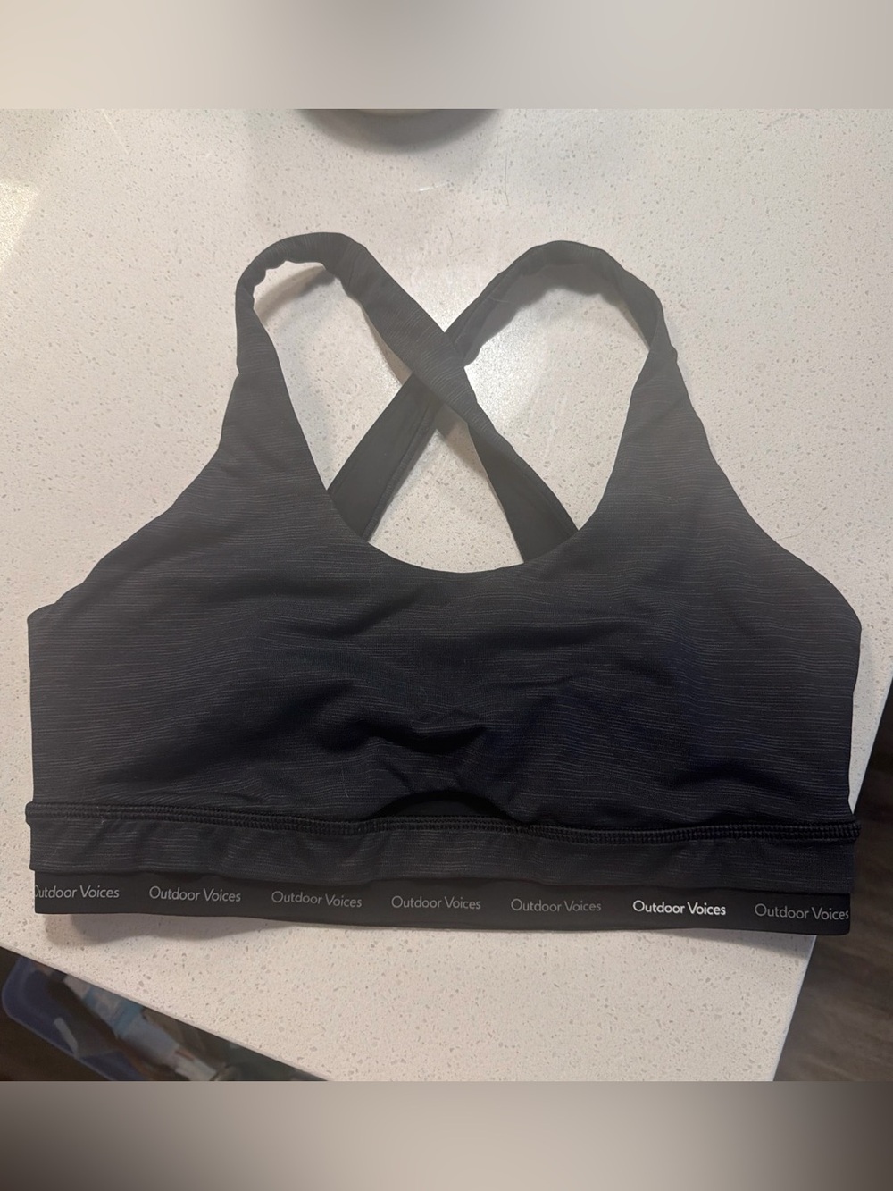 Outdoor Voices Black Crisscross Logo Band Sports Bra